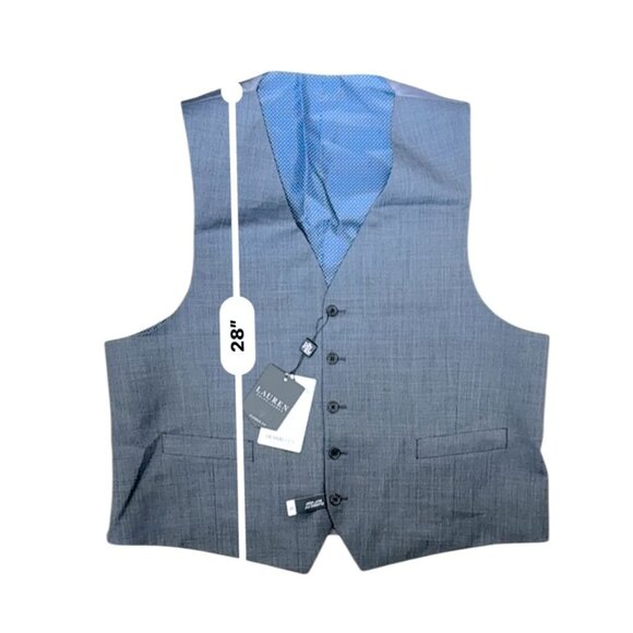 Lauren Ralph Lauren Ultraflex Suit Vest XL Gray Wool Blend Adjustable Back - Picture 2 of 6